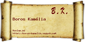 Boros Kamélia névjegykártya